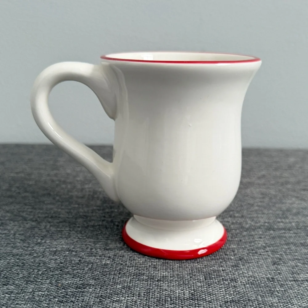 Williams-Sonoma White Red 2007 Snowman Chef Footed Mug Ceramic Winter Coffee